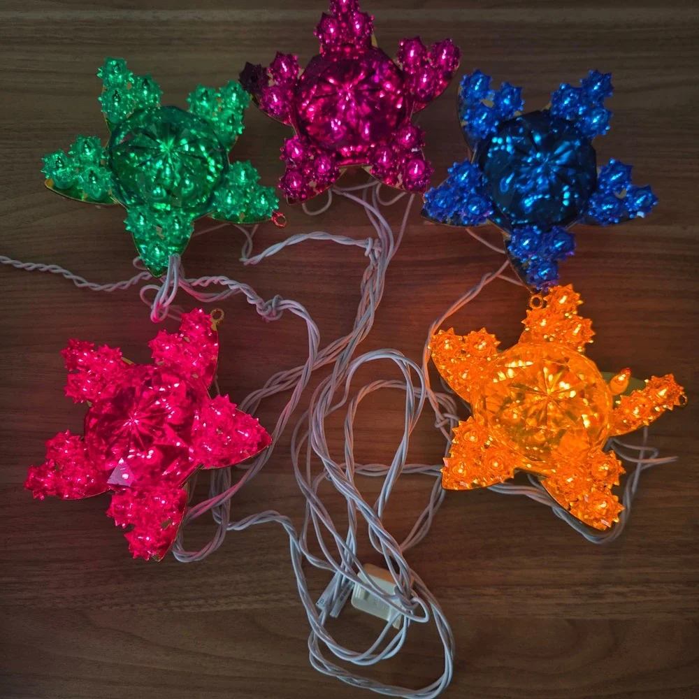 GE 5 Piece Sparkling Tiffany Star Lights Indoor/Outdoor 100 lights Vintage